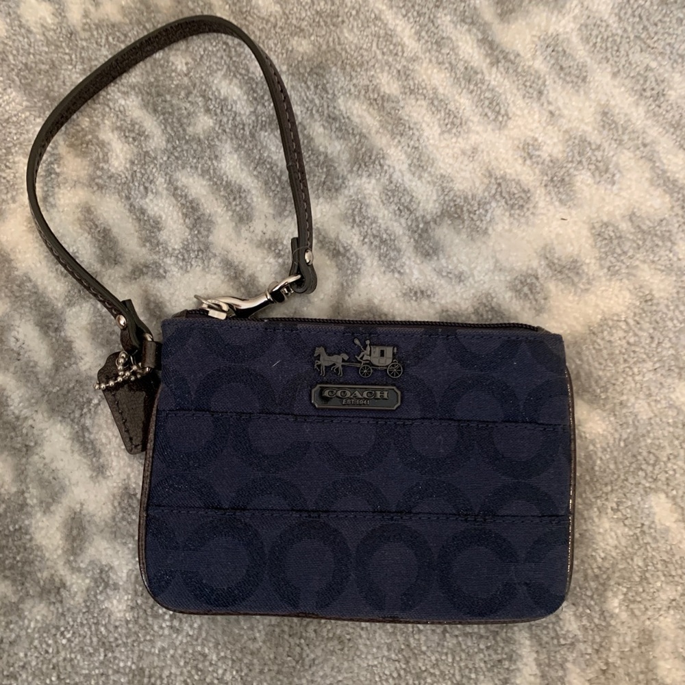 Navy blue sparkle coach wristlet used